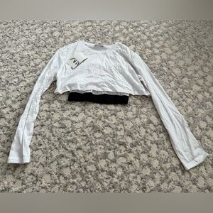 Brand new with tags*Zara White and Black Long Sleeve Crop Top